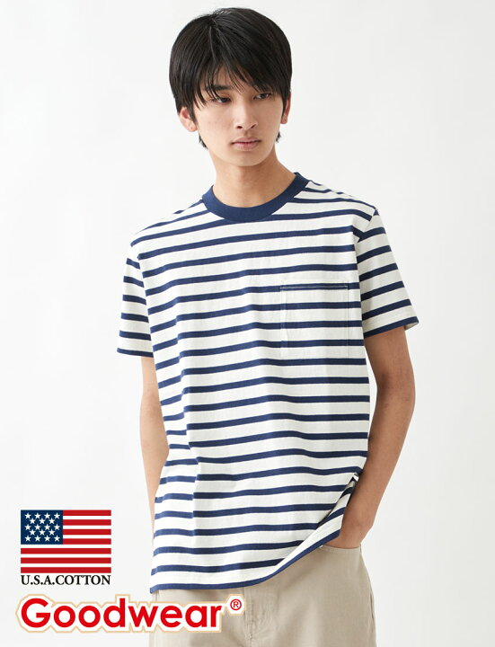 楽天市場】【公式】 Goodwear ポケット ボーダー Tシャツ｜USAコットン 