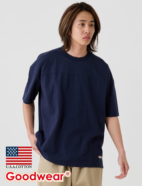 楽天市場】【公式】 Goodwear ビッグ フットボール 切替 Tシャツ 無地 