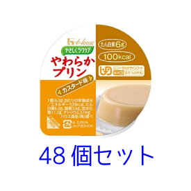 ハウス やさしくラクケア【ユニバーサルデザインフード　舌でつぶせる】やわらかプリン カスタード味 63g 48個セット