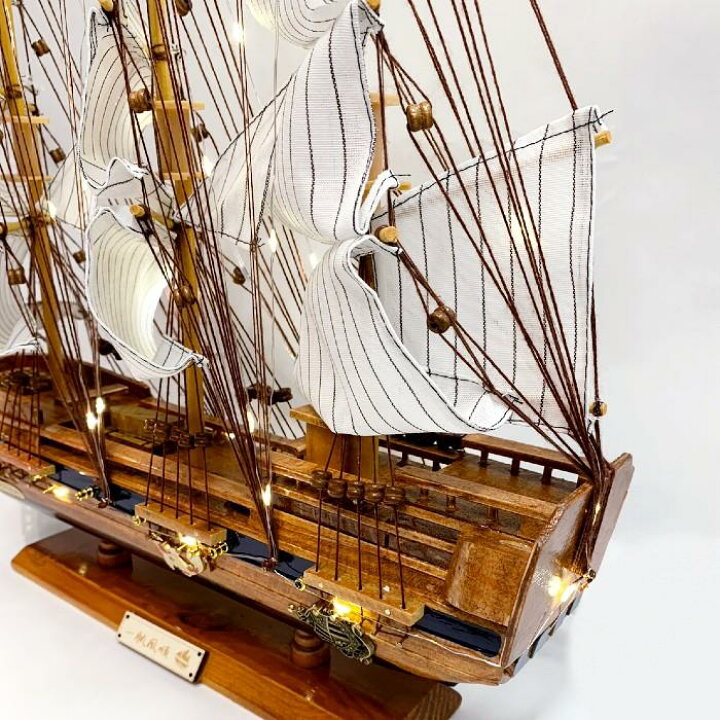 楽天市場】55cm 木製 帆船 模型 木造 船モデル ハンドメイド 卓上 船 