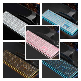 キーボード 光る 有線キーボード 可愛い メンブレン PC パソコン LED バックライト 静音 薄型 周辺機器 ピンク