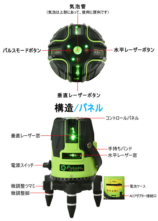 楽天市場】【1年間保証】FUKUDA|フクダ 5ライン グリーンレーザー墨 