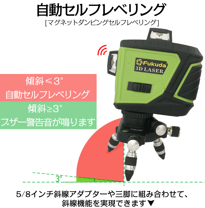 FUKUDA 360°フルラインダイレクトグリーンレーザー墨出し器 MW-93T-2