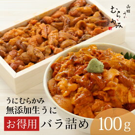 うに むらかみ　無添加生うにお得用バラ詰め100g【日付指定不可】【未冷凍】【1～2人前】【訳あり】【色・形不揃い・無選別】【ご自宅用】うに ウニ 北海道　うに専門店　ミョウバン不使用