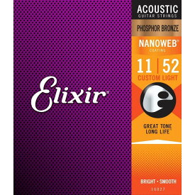 Elixir アコースティックギター弦 NANOWEB フォスファーブロンズ Custom Light .011-.052#16027【送料無料】