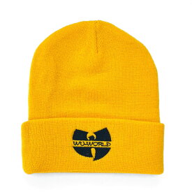 【WU-WORLD（ウーワールド）】WU LOGO BEANIE(YELLOW)ウータンクラン WU-TANG CLAN　BEANIE CAP　ワッチキャップ 帽子　アクリル ニット帽 ニットキャップ
