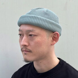 【ADVANCE（アドバンス）】COTTON ACRYL BEANIE(OLIVE GREY)SOLID KNIT BEANIE CAP/くるくるビーニー ワッチキャップ 帽子 無地 コットン アクリル ニット帽 ニットキャップ オリーブグレー　セージグリーン