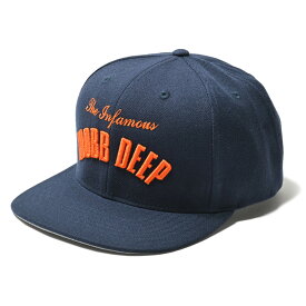 【1993 DESIGNED WORLD HIP HOP】MOBB DEEP SNAPBACK CAP(NAVY)モブディープ　　ラップT　90年代　ヒップホップ　スナップバックキャップ　べースボールキャップ　帽子　アクリル