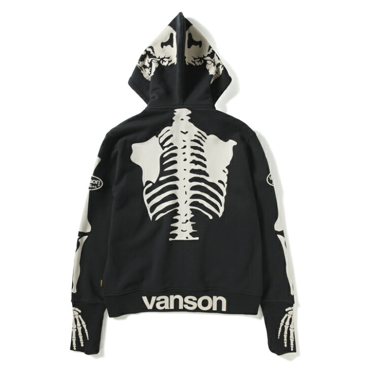 楽天市場】【VANSON（バンソン）】SKULL BONE FULL ZIP PARKA(BLACK 