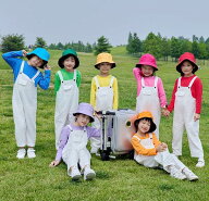 子供サロペット サロペット ロング丈パンツ 長袖上着単品/2点セット 7色 Tシャツ 白オーバーオール 男女…