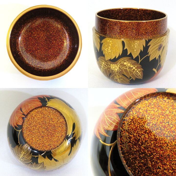茶道具 漆器 菊絵 水指 山下甫斎 共箱 漆芸 棚 蒔絵 山中塗