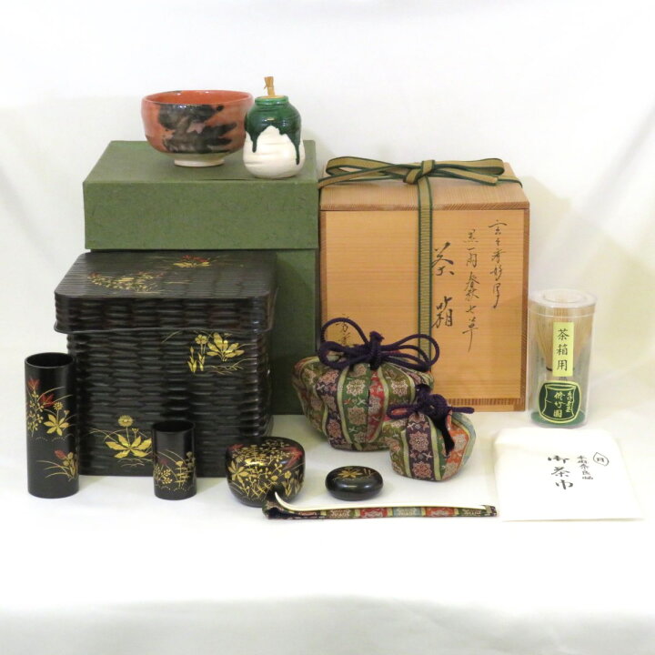 楽天市場】山中塗 中谷秀斎作 玄々斎好写 黒一閑 春秋七草 茶箱 フル  