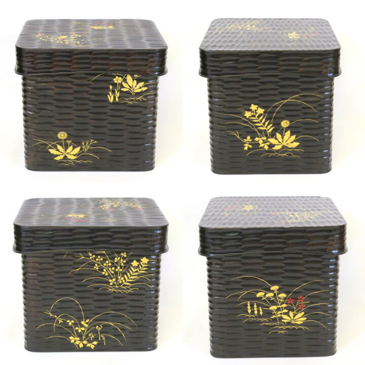 楽天市場】山中塗 中谷秀斎作 玄々斎好写 黒一閑 春秋七草 茶箱 フル  