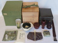 （神無月）大阪竹籠師 田辺竹保斎作 御所籠 上茶杓と皆具添 共箱【税込・送料込】【中古・未使用】