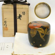 【高級茶道具】 輪島塗 一后一兆作 椿棗 内銀 大棗 螺鈿 茶道具 【中古 美品】