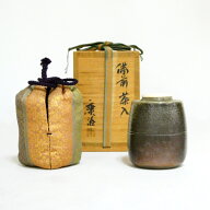 【訳あり特価品！！】備前焼 石橋康治作 備前茶入 小葵裂 茶道具【中古 美品】