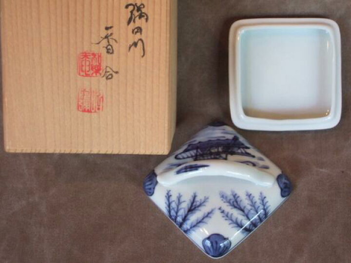 楽天市場】(春におすすめ）平安 高野昭阿弥作 染付隅田川香合 : ますや 