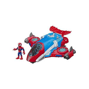 Super Hero Adventures Playskool Heroes Marvel Spider-Man Jetquarters, 5-Inch Action Figure and Vehicle Set, Toy Jet, Collectible Toys for Kid 