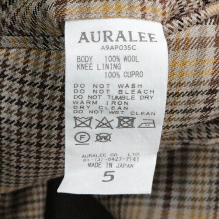 楽天市場】AURALEE オーラリー 19AW WOOL SERGE CHECK NARROW SLACKS  