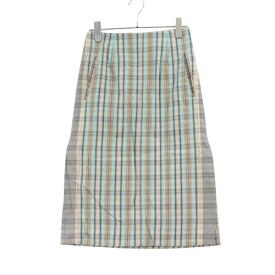 beautiful people ビューティフルピープル finx madras checkside vents skirt チェックスカート 34 ブルー 【中古】