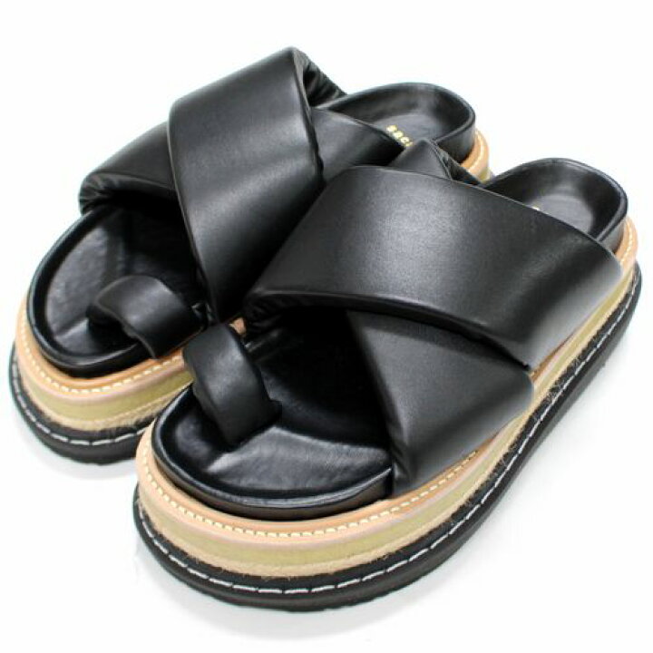 sacai サンダルmultiple sole sandals 38 ブラック - サンダル 