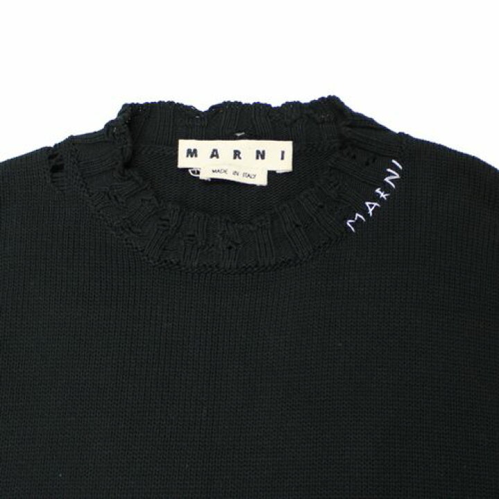 楽天市場】MARNI マルニ 22AW ダメージ加工 コットンニット ロゴ刺繍 