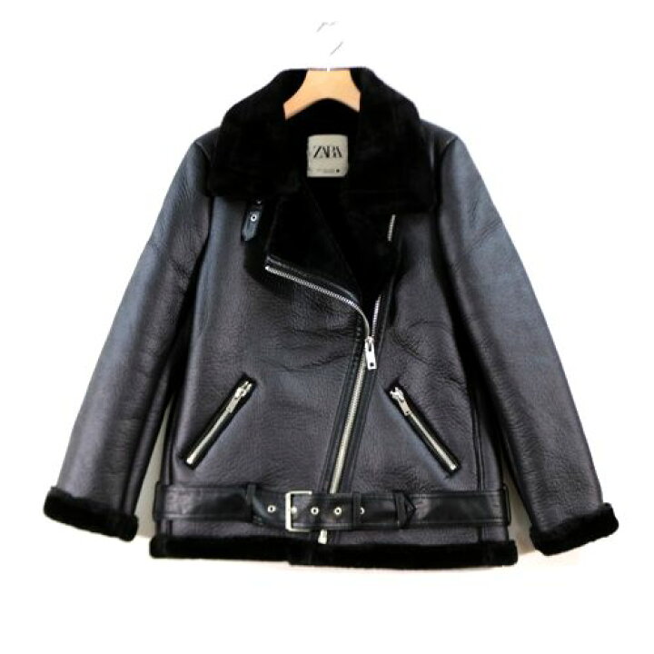 楽天市場】ZARA ザラ フェイクムートン ライダースジャケット M  