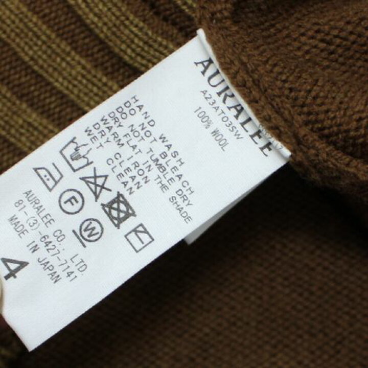 楽天市場】AURALEE オーラリー 23AW WASHED FRENCH MERINO KNIT TURTLE 
