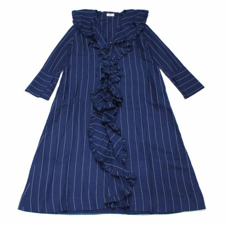 楽天市場】Uhr ウーア 23SS Ruffle Maxi Dress ワンピース ネイビー 