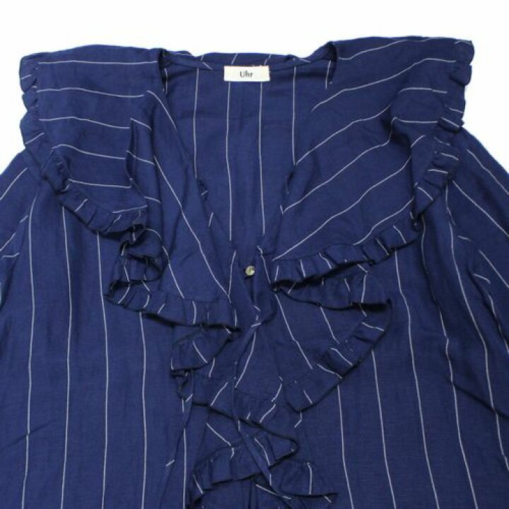 楽天市場】Uhr ウーア 23SS Ruffle Maxi Dress ワンピース ネイビー 