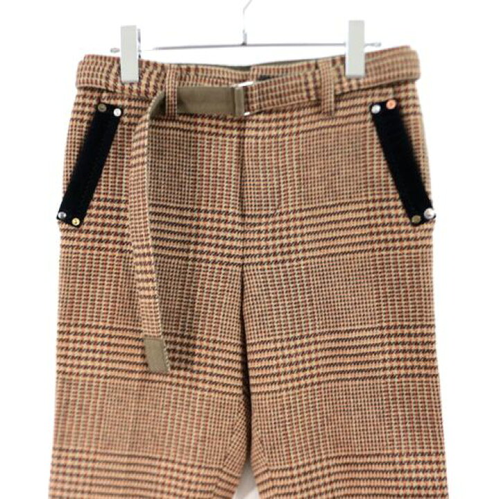 楽天市場】sacai サカイ 18AW ウールグレンチェックパンツ 0 ブラウン 
