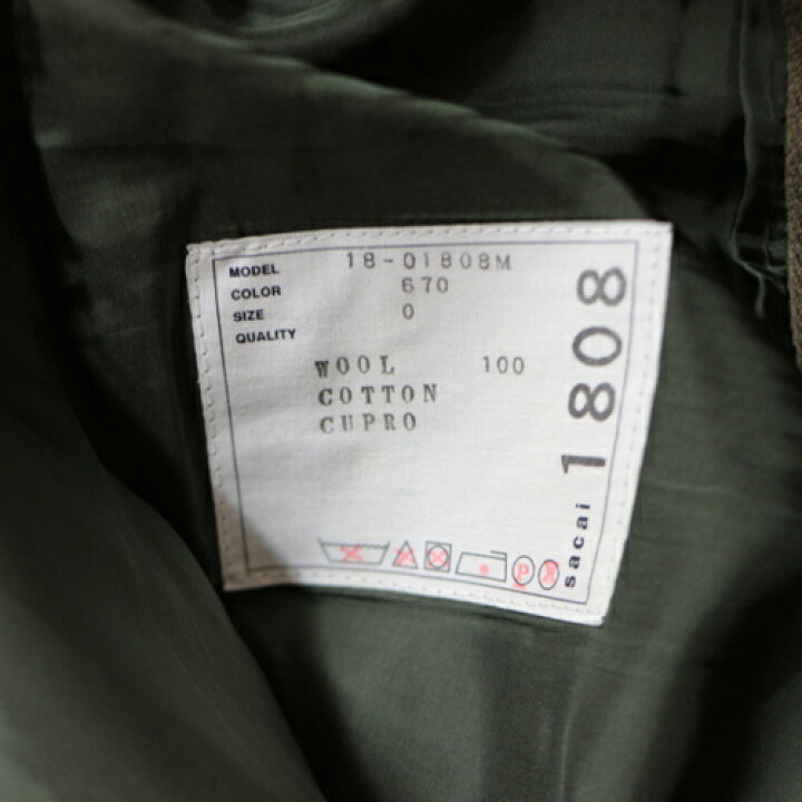 楽天市場】sacai サカイ 18AW ウールグレンチェックパンツ 0 ブラウン 