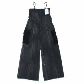 UNDERCOVER アンダーカバー 24SS 加工DENIMサテンPKランダムダーツチューブトップ オールインワン ブラック 【中古】