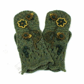 【中古】 Mame Kurogouchi マメ クロゴウチ 22AW Floral Motif Hand-Knitted Glove ミトン グローブ 手袋 カーキ