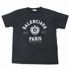 【中古】 BALENCIAGA バレンシアガ 22SS COLLEGE 1917 Tシャツ S ブラック