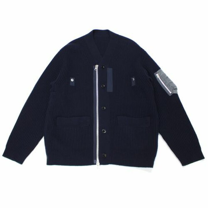 最終値下げ sacai サカイ 定番カーディガン ネイビー×ブラック サイズ2  