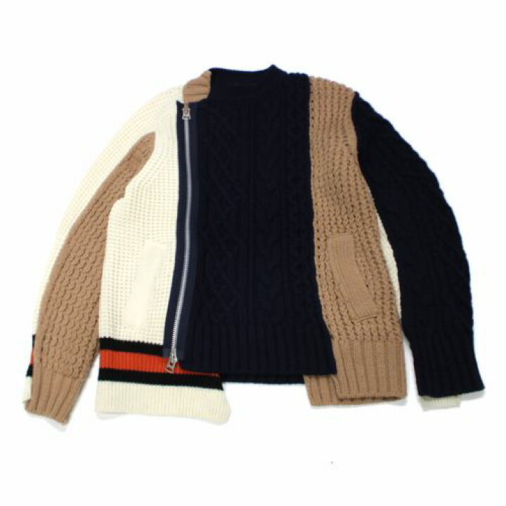 楽天市場】【中古】 sacai サカイ 18AW ライダース ニット 1 ネイビー  