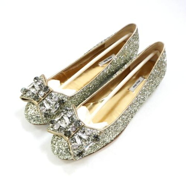 楽天市場】【中古】 miu miu ミュウミュウ グリッター ビジュー リボン 