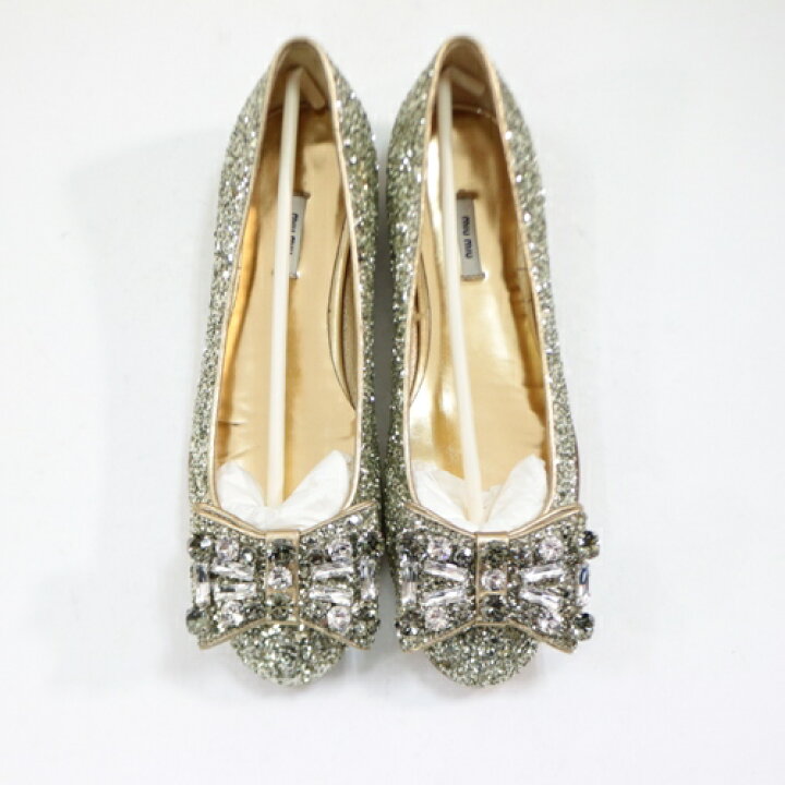 楽天市場】【中古】 miu miu ミュウミュウ グリッター ビジュー リボン 