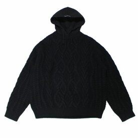 【中古】 Supreme シュプリーム 25AW Cable Hooded Sweater ケーブルフードセーター ニット L ブラック