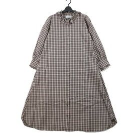 【中古】 Natural by Clip ナチュラルバイクリップ studio CLIP ポプリンフリルカラーワンピース ブラウン