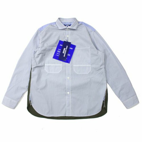 【中古】 JUNYA WATANABE MAN ジュンヤ ワタナベマン 26SS COTTON STRIPE SHIRTS 切替ストライプシャツ M ホワイト×ブルー