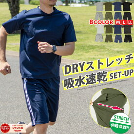 吸水速乾 ドライストレッチ ショーツ セットアップ 春夏 ジャージ Tシャツ 短パン 伸縮 ストレッチ カジュアル メンズ 【2万円以上お買い上げで Ron Herman ロンハーマン ミニタオル プレゼント！】 スウェット 上下 おしゃれ