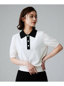 【SALE／40%OFF】【トレンド/きれいめ】5分袖ポロニット UNTITLED アンタイトル トップス ニット ワインレッド ブラック ホワイト【RBA_E】【送料無料】[Rakuten Fashion]