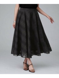 【SALE／50%OFF】【セットアップ可/後ろウエストゴム】シアーチェックスカート UNTITLED アンタイトル スカート ロング・マキシスカート パープル グレー【RBA_E】【送料無料】[Rakuten Fashion]
