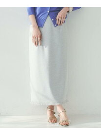 【SALE／70%OFF】【オンオフ/ストレッチ】裾フリンジナロースカート UNTITLED アンタイトル スカート ロング・マキシスカート ネイビー ベージュ【RBA_E】【送料無料】[Rakuten Fashion]