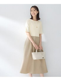 ニットドッキングジャガードワンピース UNTITLED アンタイトル ワンピース・ドレス その他のワンピース・ドレス ホワイト カーキグリーン【先行予約】*【送料無料】[Rakuten Fashion]