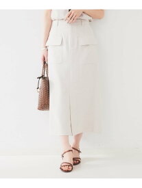 【SALE／60%OFF】【きれいめ/前スリット】麻混カーゴスカート UNTITLED アンタイトル スカート ロング・マキシスカート ベージュ ブラック ブラウン【RBA_E】【送料無料】[Rakuten Fashion]