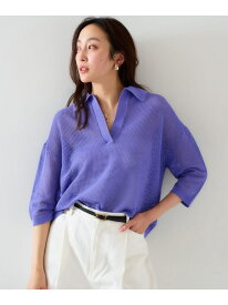 【SALE／70%OFF】【七分袖/春夏素材】メッシュ衿付きニット UNTITLED アンタイトル トップス ニット ブラック ホワイト パープル【RBA_E】【送料無料】[Rakuten Fashion]
