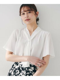 【SALE／20%OFF】【通勤/オフィス/二の腕カバー】ボウタイブラウス UNTITLED アンタイトル トップス シャツ・ブラウス ホワイト ネイビー【RBA_E】【送料無料】[Rakuten Fashion]
